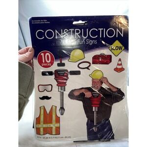 Construction Photo Booth Fun Signs Construction 10 Per Pack 4.5" to 21" Paper